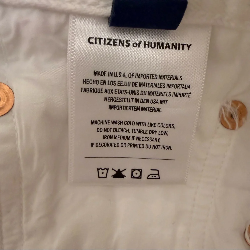 Citizens of Humanity Marlow High Rise White Denim Cutoff Shorts Size 24 NWOT - Picture 8 of 14